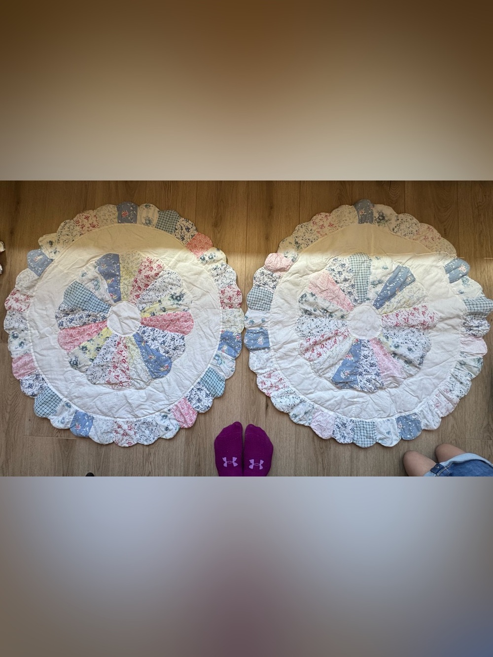 Calico Patchwork Cottage Chic Country Farmhouse Table Cover or Tree Skirt